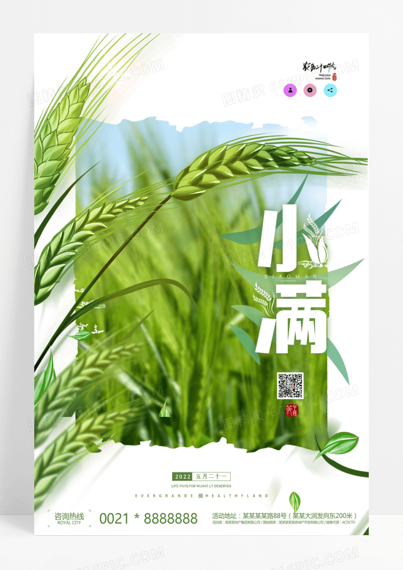 大气创意二十四节气小满宣传海报