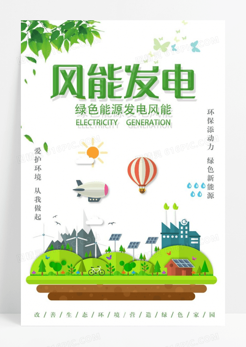创意风能发电环保海报