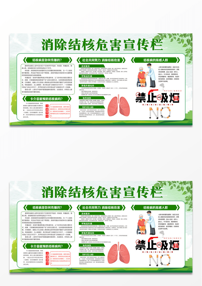 卫生健康教育宣传栏医院展板世界防治结核病日消除结核危害教育宣传栏设计