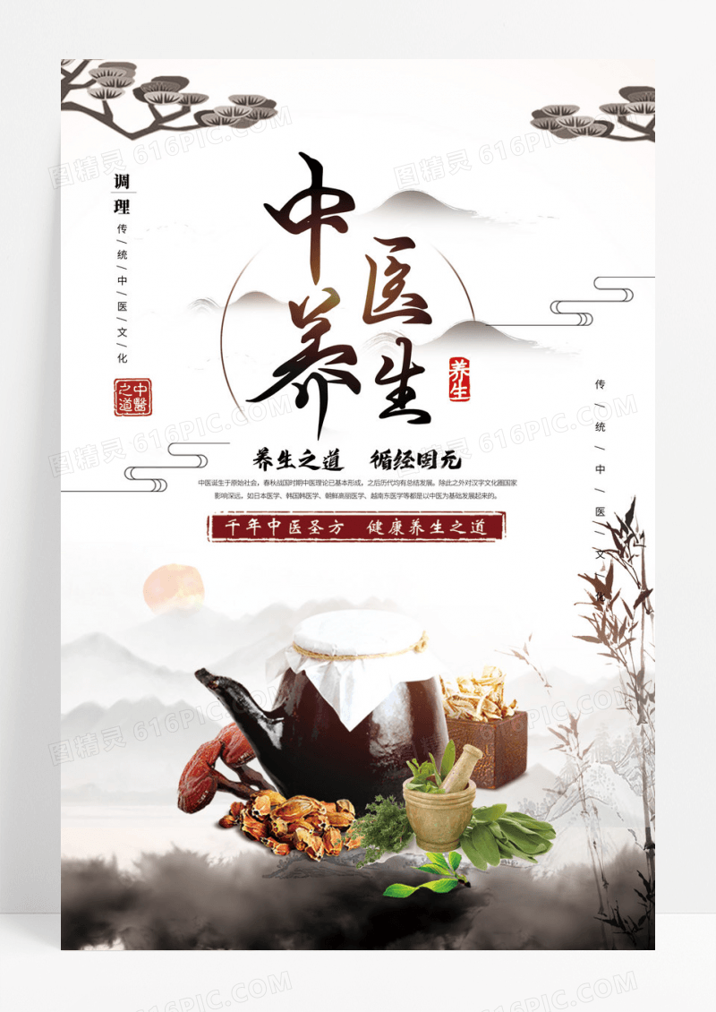 简洁大气中医中药养生海报设计