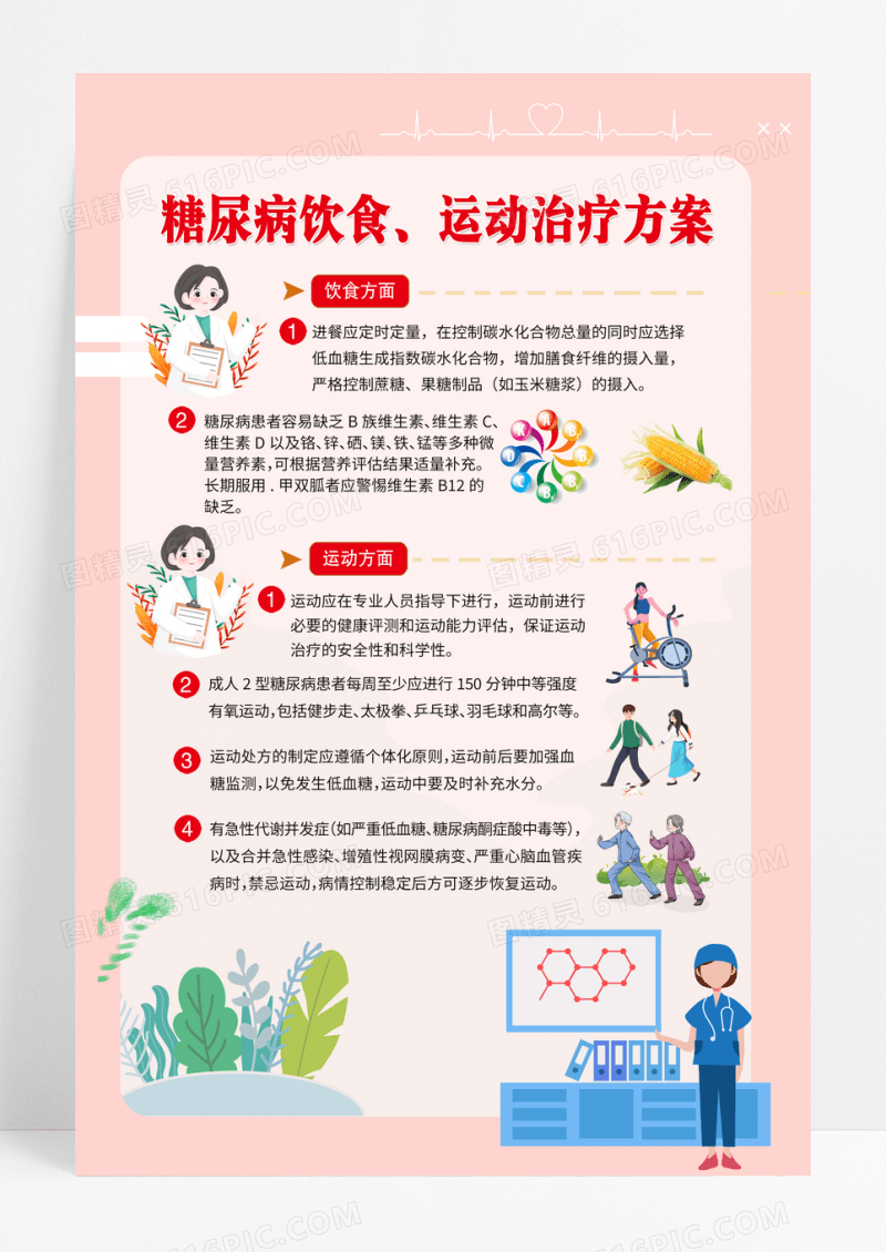 糖尿病饮食运动健康治疗措施海报背景糖尿病海报