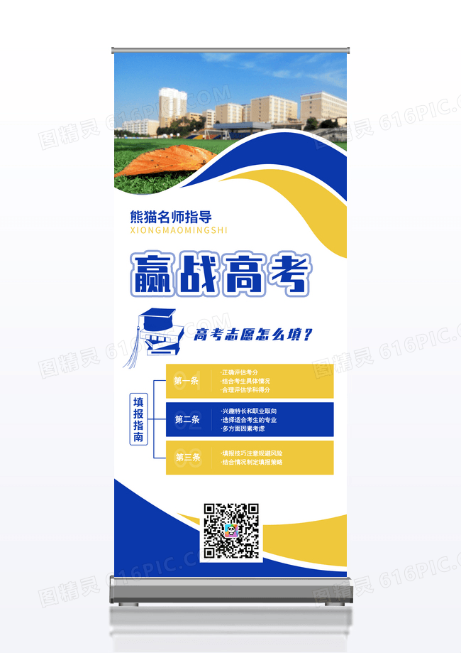 蓝色简约高考志愿填报易拉宝
