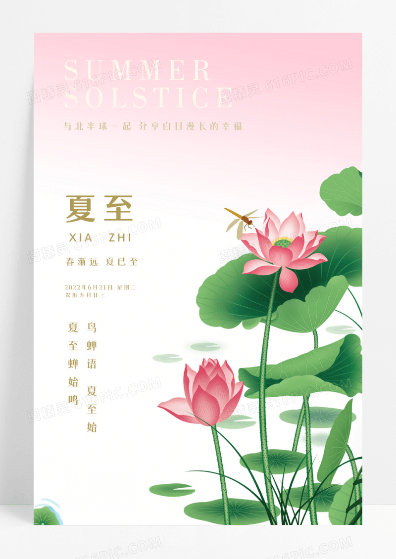 创意大气简约质感夏至节日节气海报