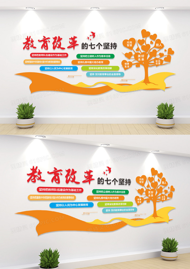 教育改革的七个坚持校园文化墙