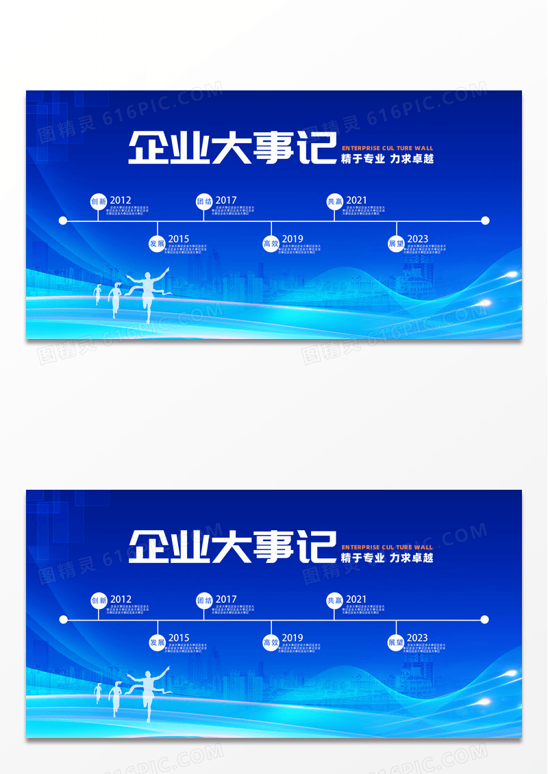 蓝色简约时尚科技企业大事记宣传展板