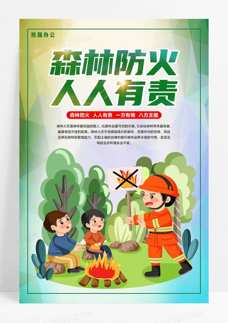森林防火禁止明火宣传海报