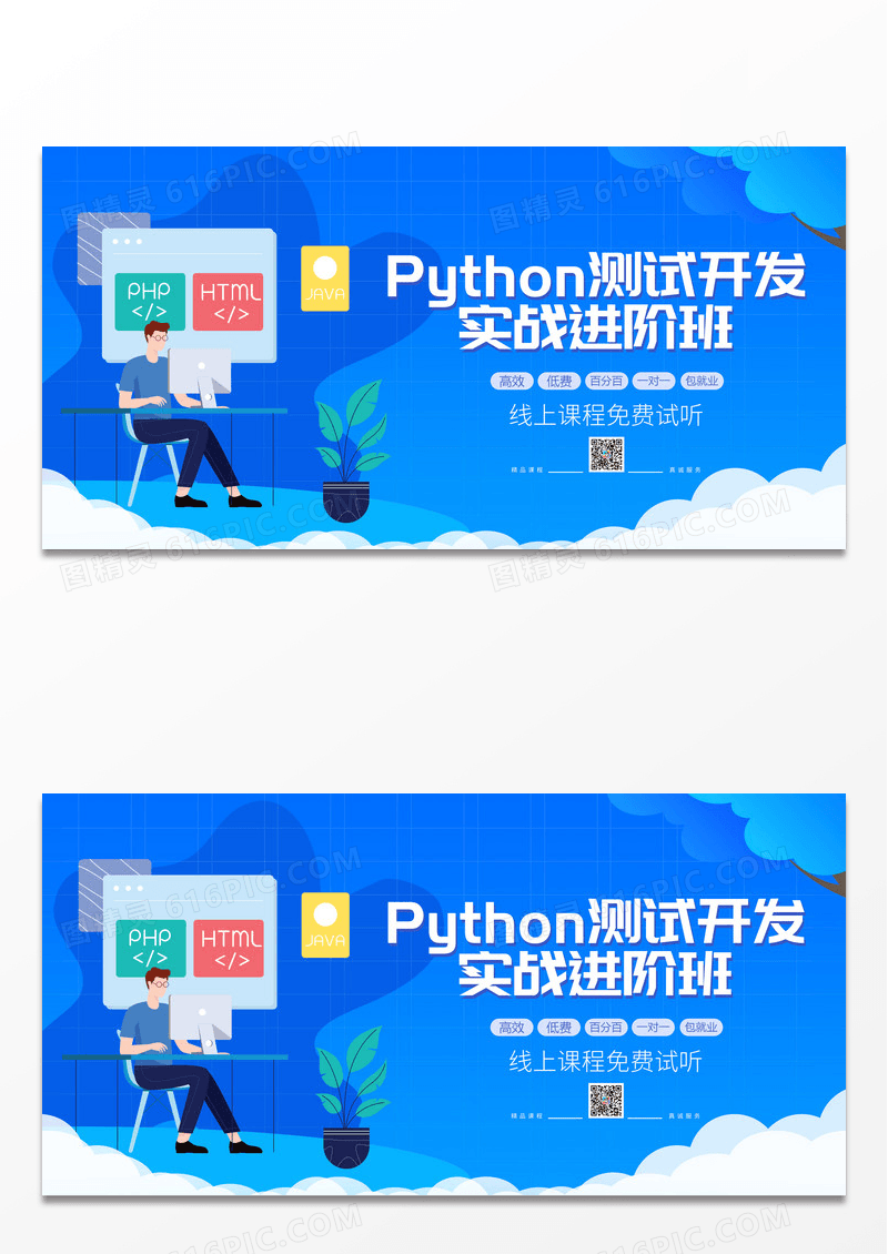 蓝色PYTHON技术培训教育展板设计