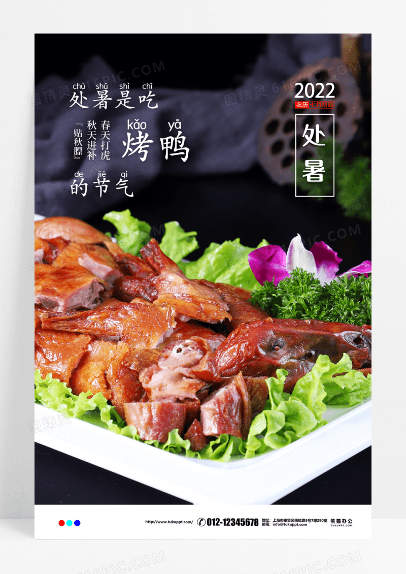 二十四节气处暑餐饮美食海报