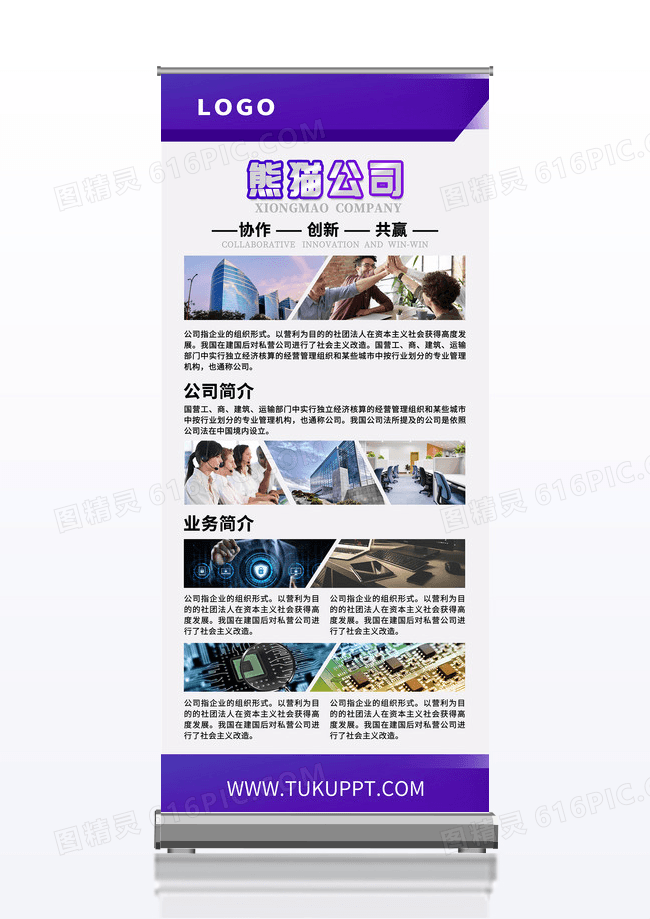 深紫沉稳简洁商务公司简洁企业介绍展板易拉宝公司简介