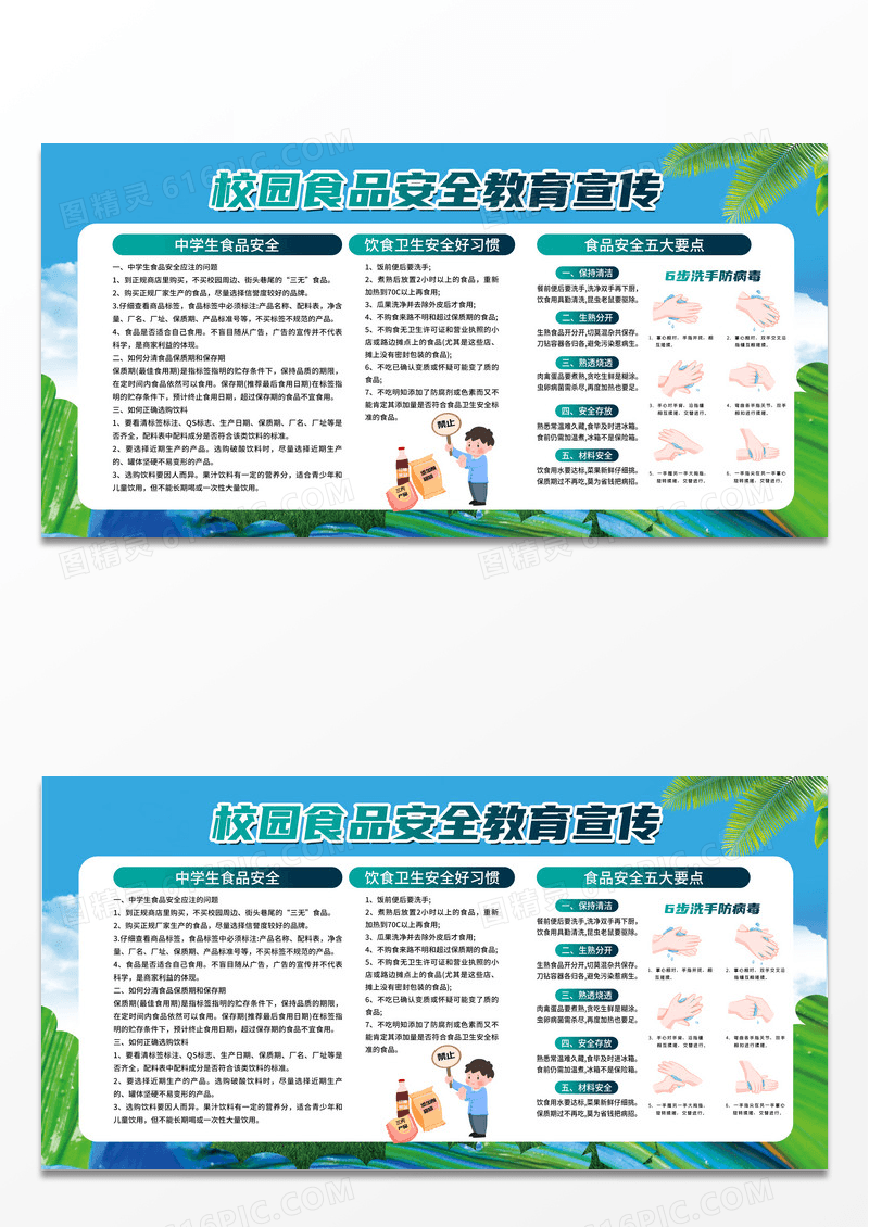 简约绿色饮食卫生校园食品安全教育宣传栏食品安全宣传栏