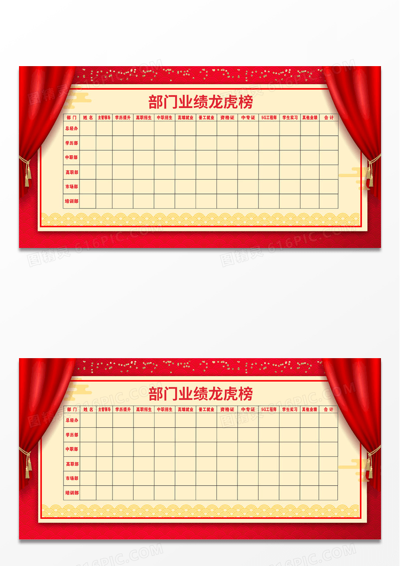 简约红色创意部门业绩龙虎榜龙虎榜展板