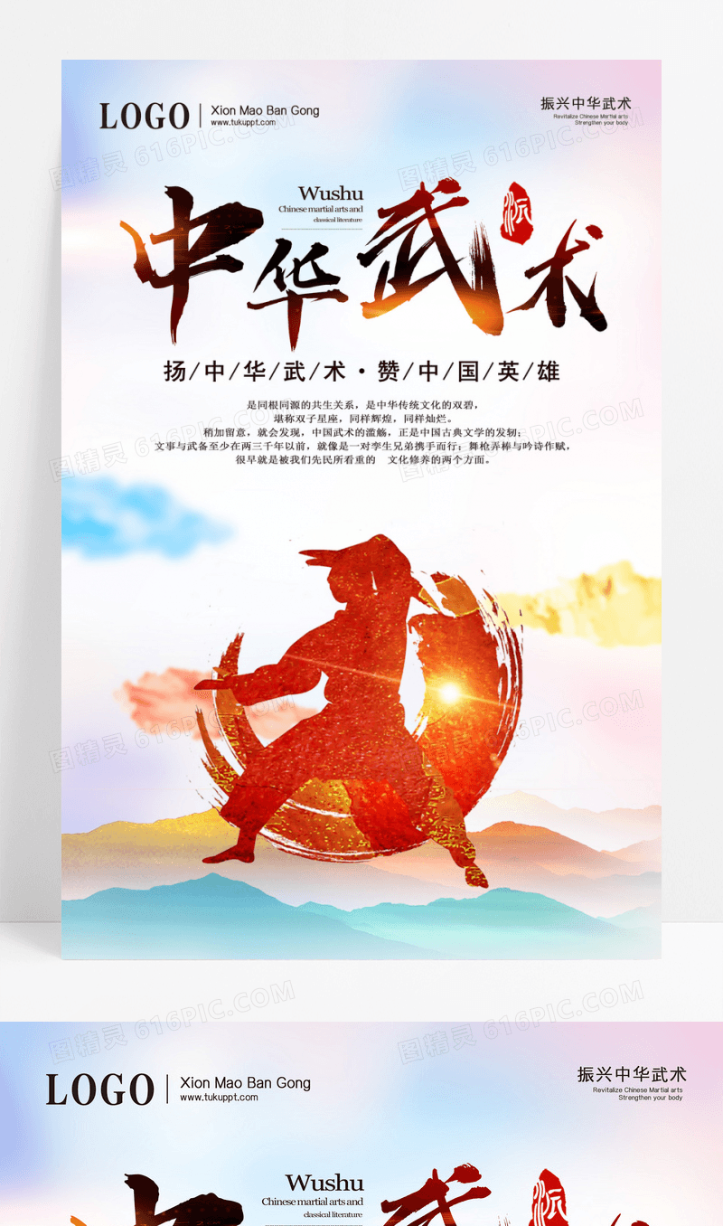 炫彩中国风运动武术主题海报