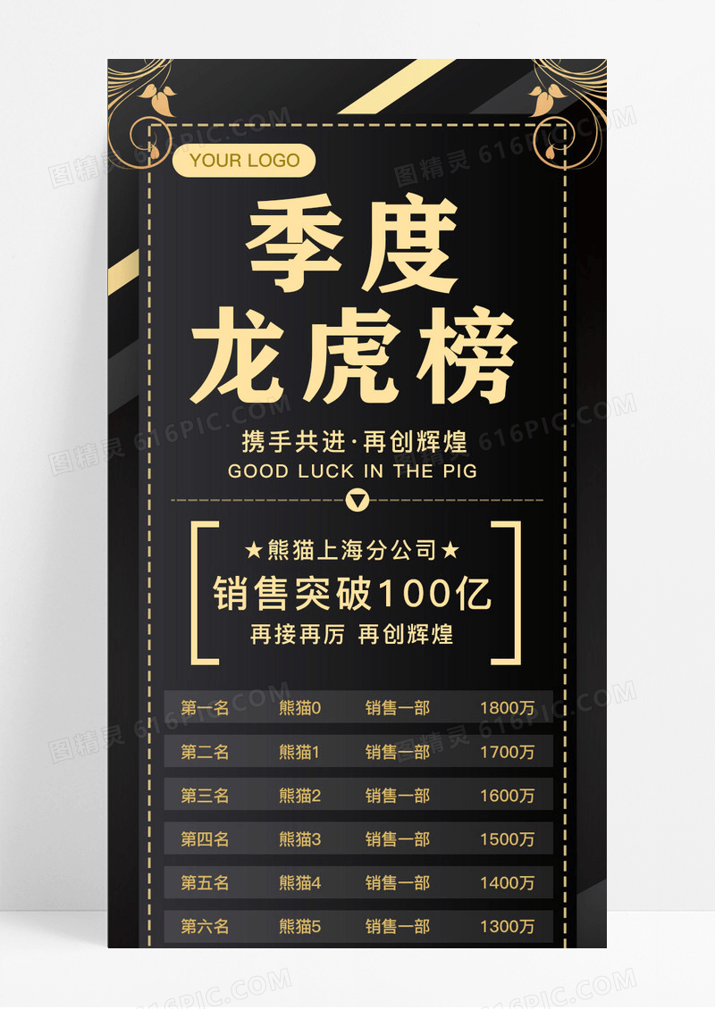 黑色大气商务季度龙虎榜龙虎榜长图