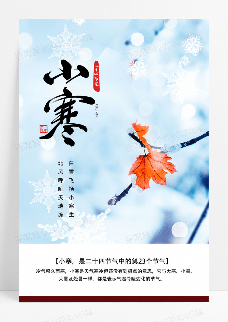 中国风传统二十四节气小寒宣传海报