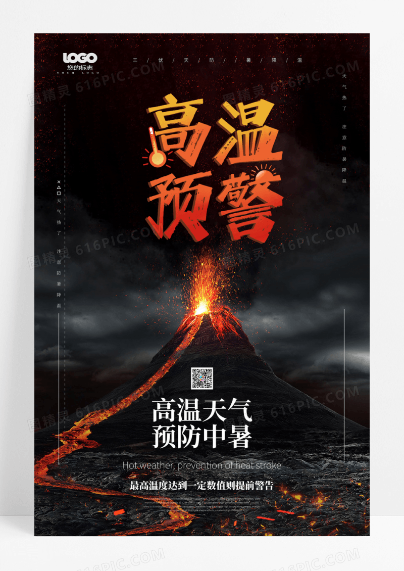 大气高温预警宣传海报