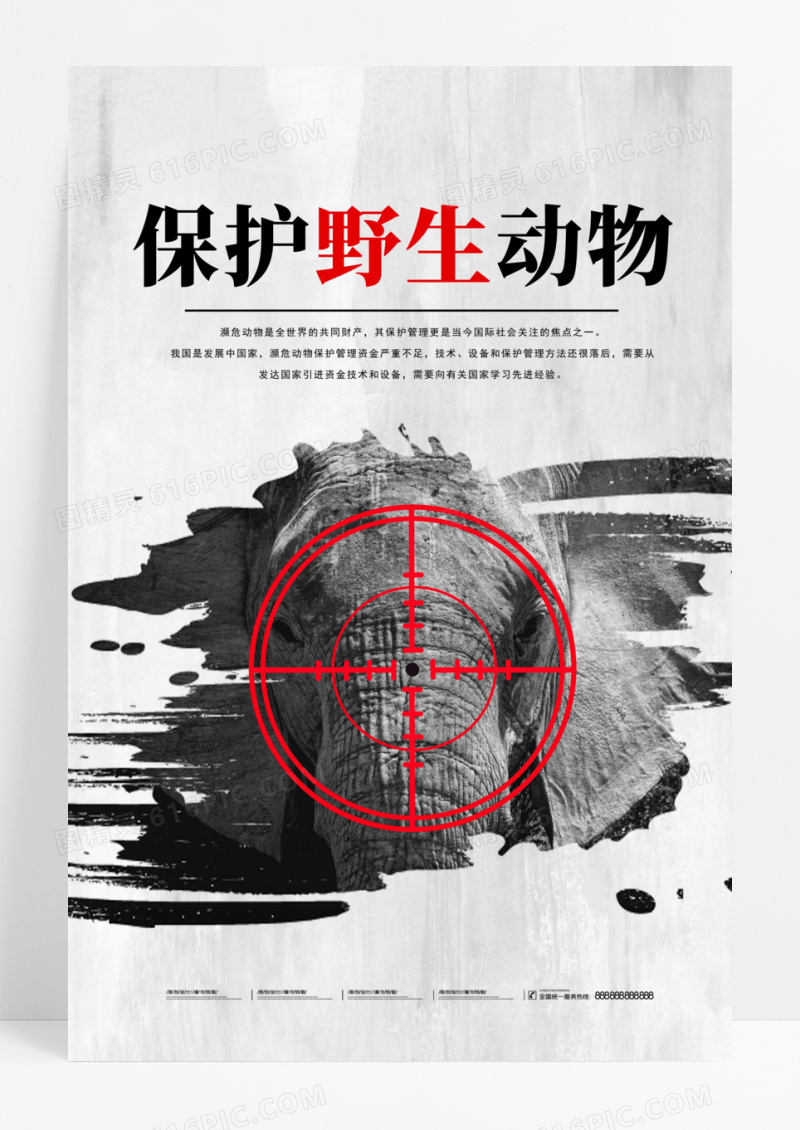 公益保护野生动物保护动物简约海报