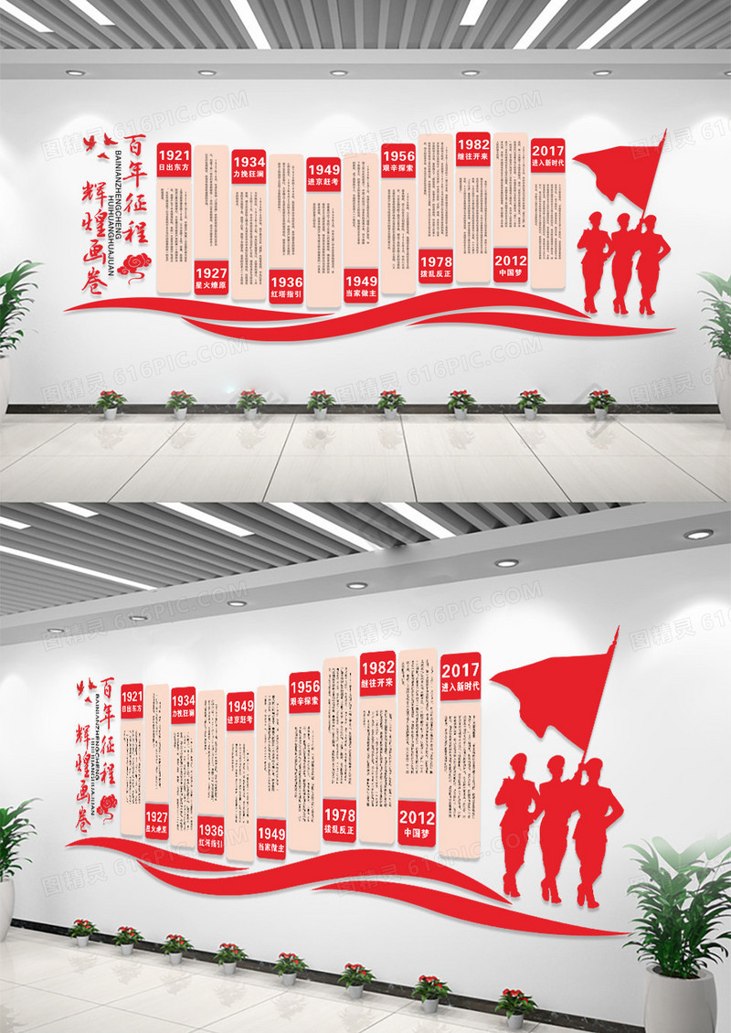 红色百年征程辉煌画卷党史建党文化墙