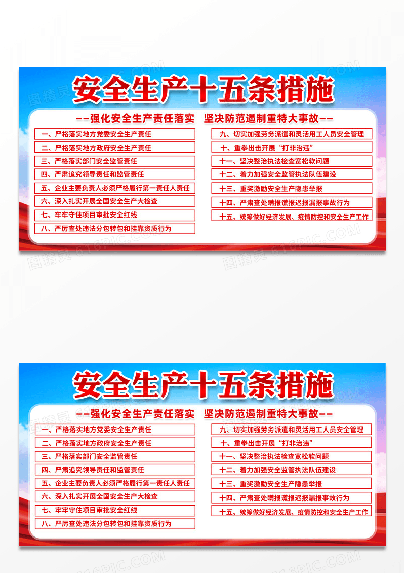 简约安全生产十五条措施展板宣传