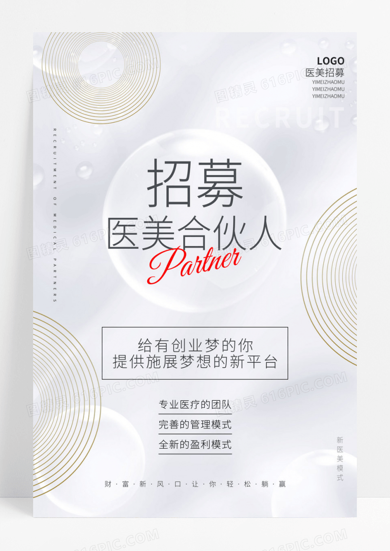 全球招募医美合伙人招商宣传广告海报