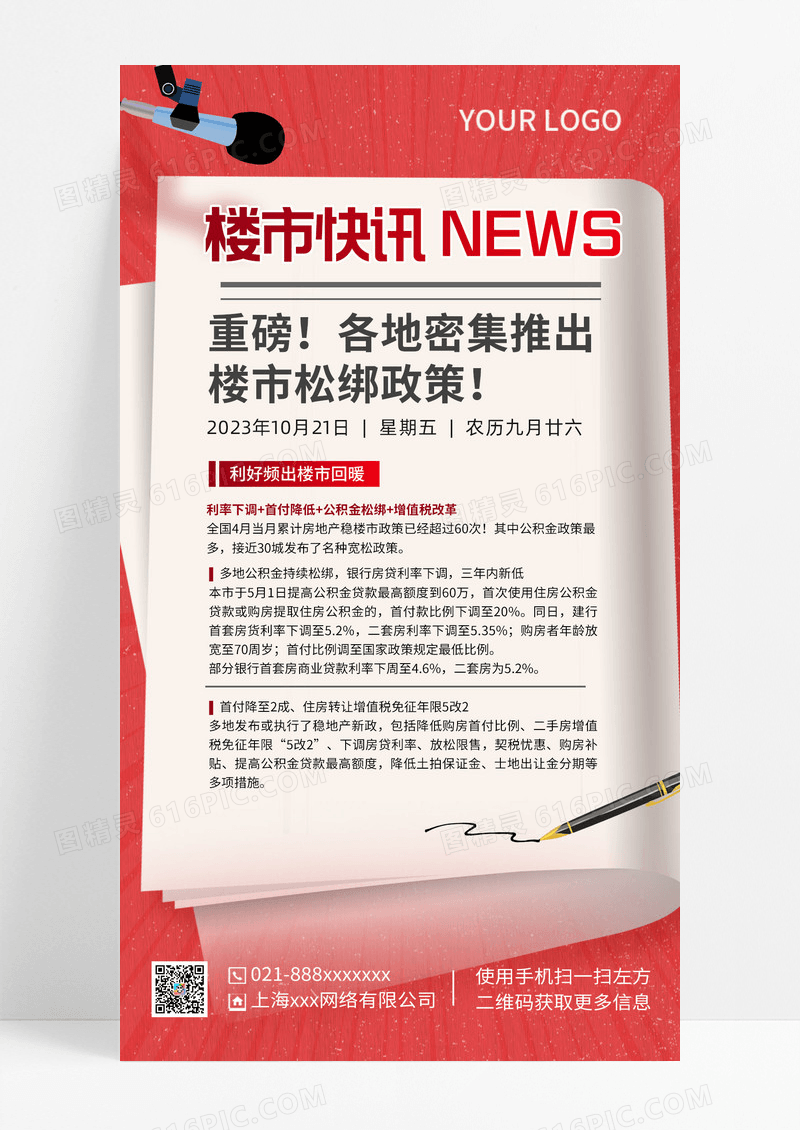 简约楼市快讯NEWS新闻手机文案海报