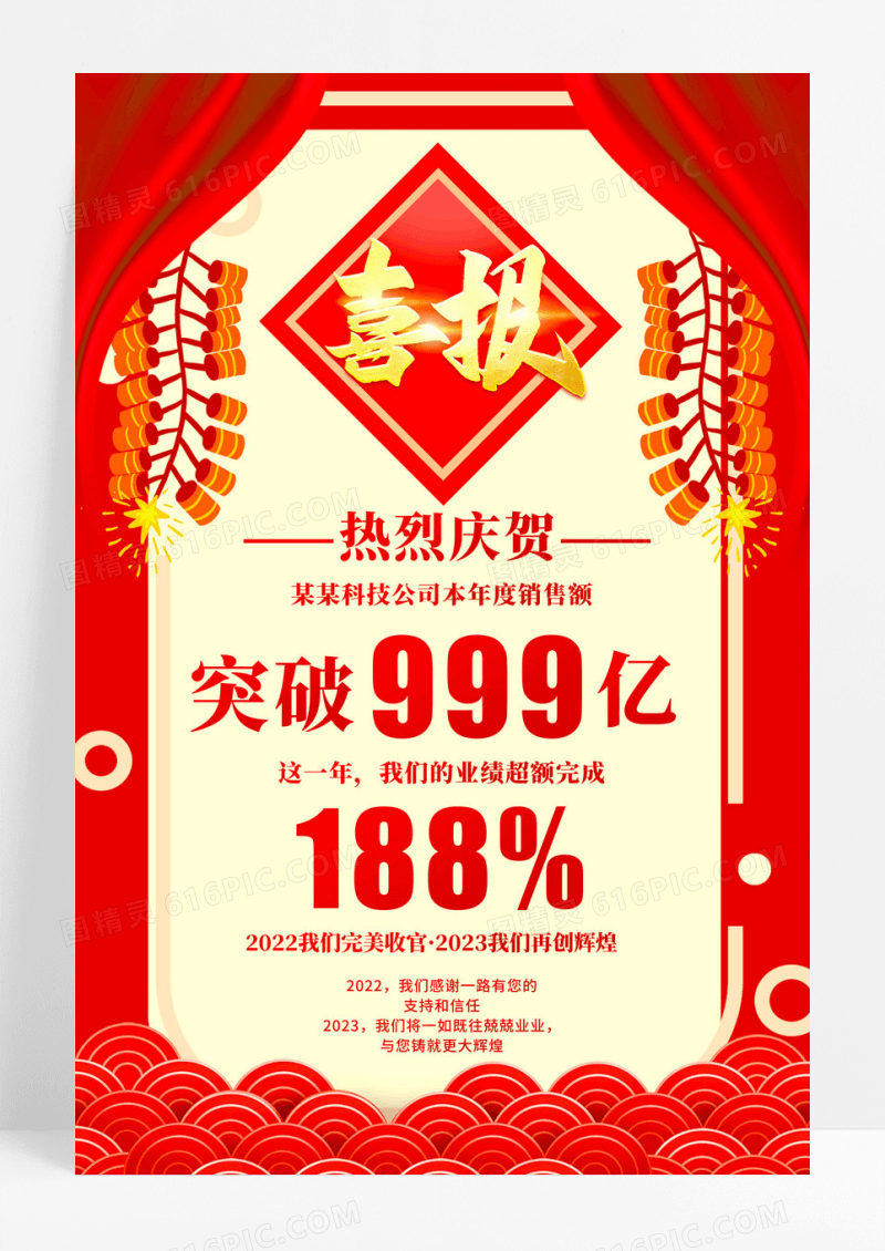 2023牛年喜报海报设计新年兔年喜报