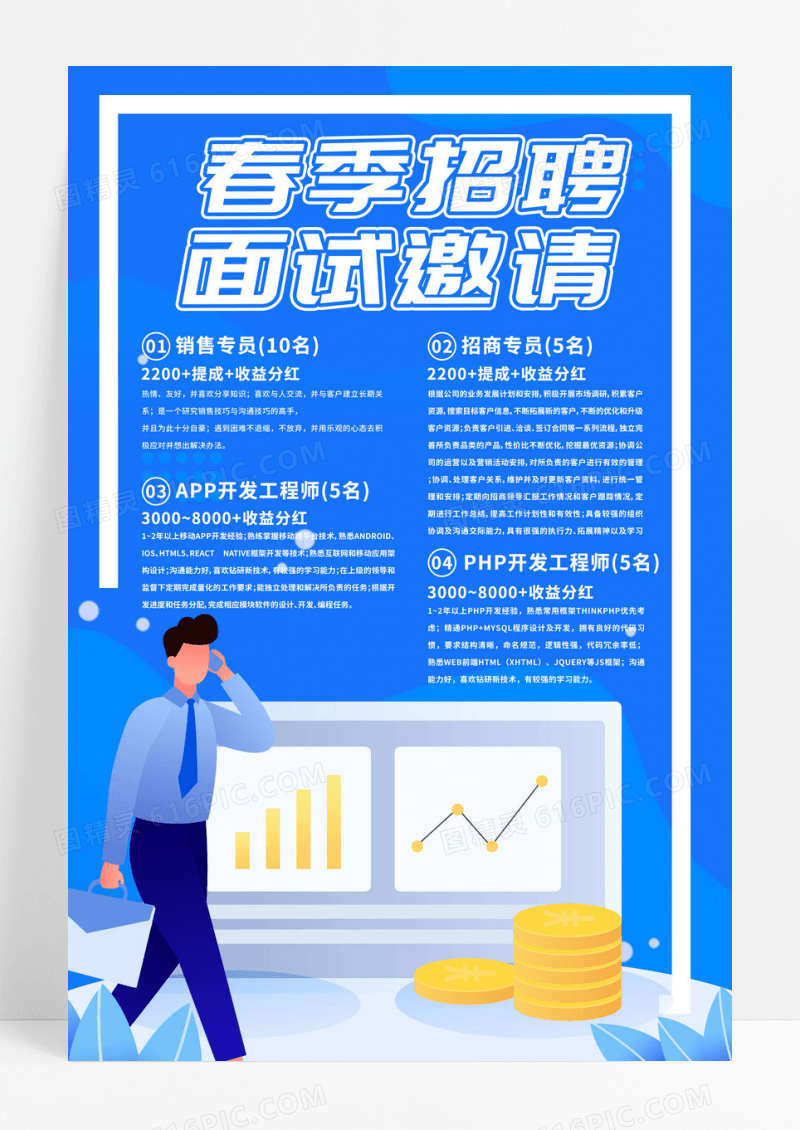 简约春季招聘面试邀请企业招聘招募海报