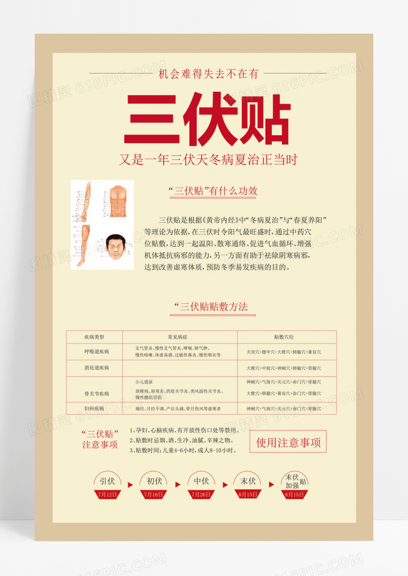 简洁创意三伏贴促销矢量海报设计