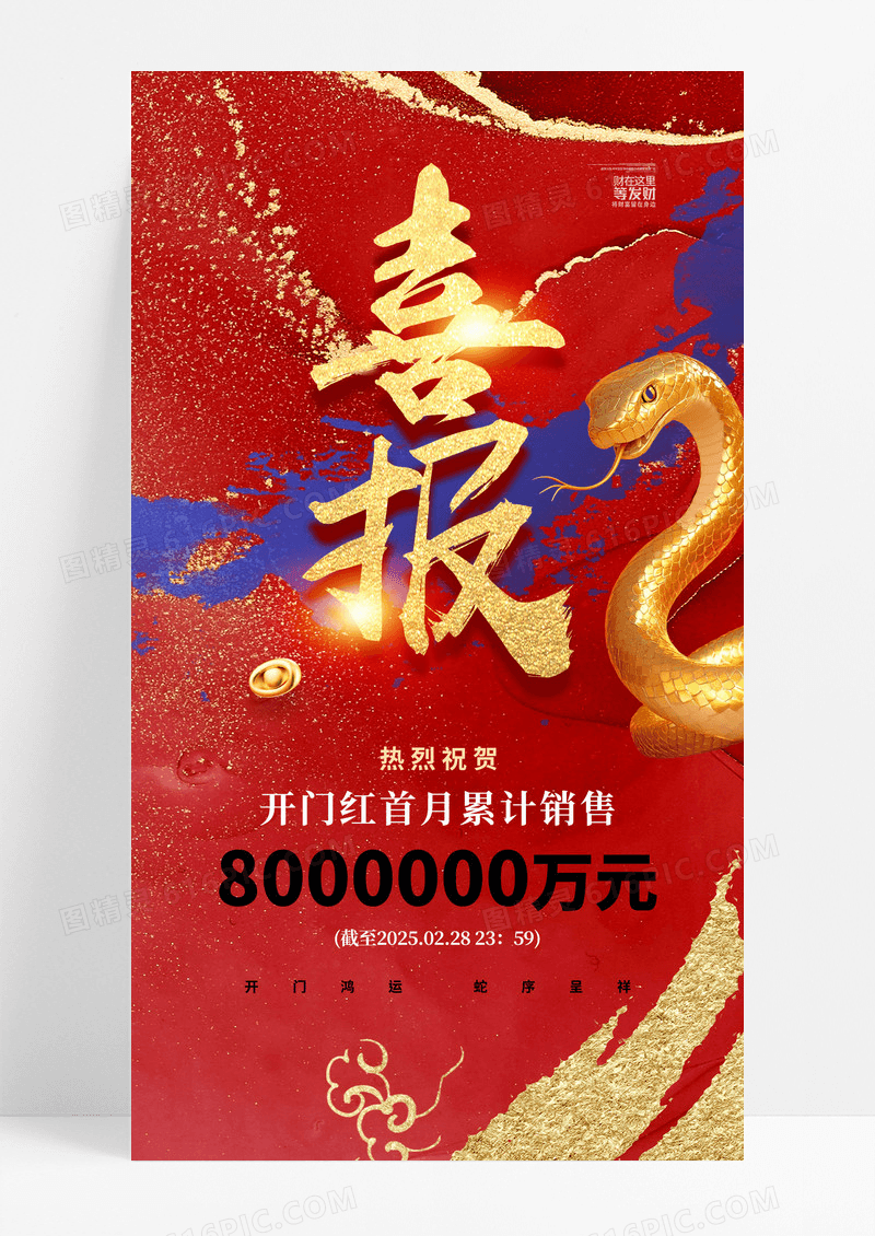 红色大气喜报中国风开门红喜报宣传海报