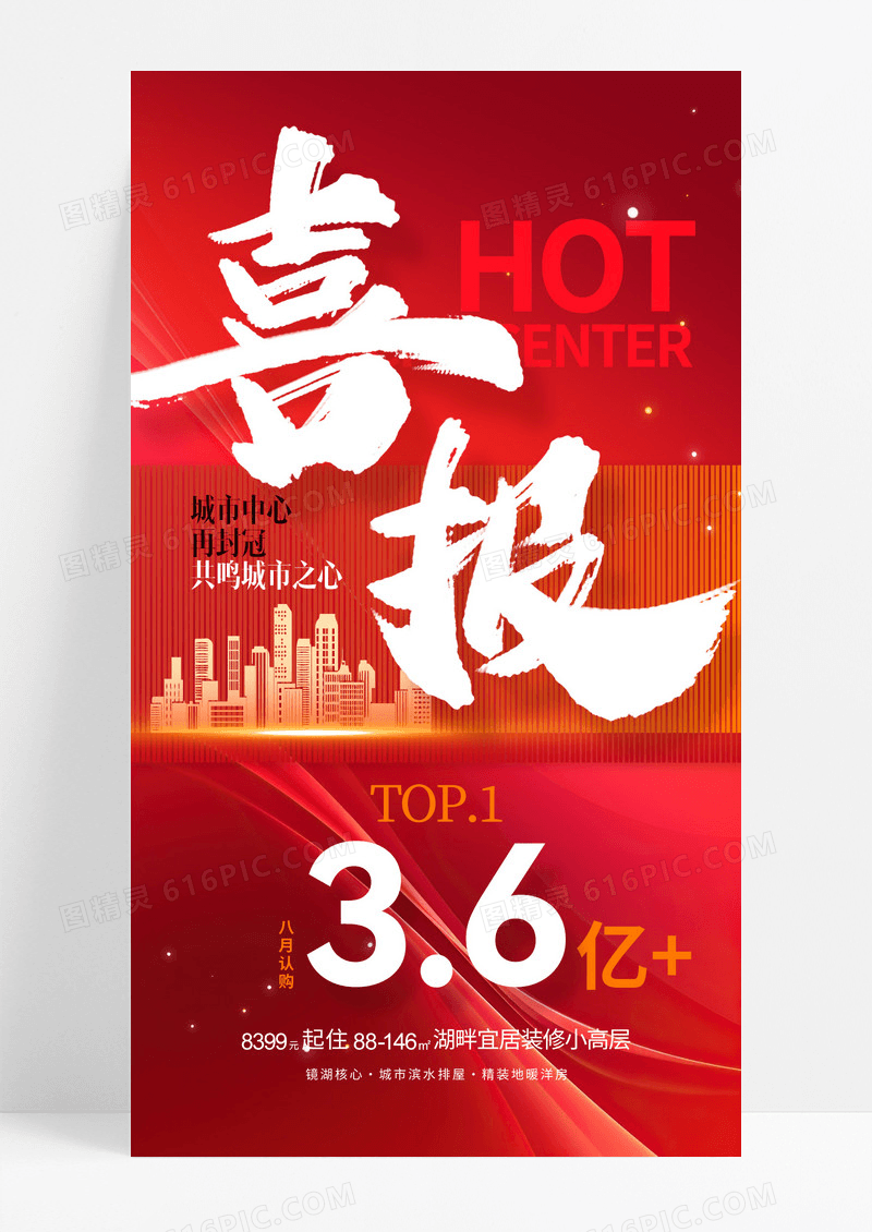 红色地产喜报销售地产喜报海报