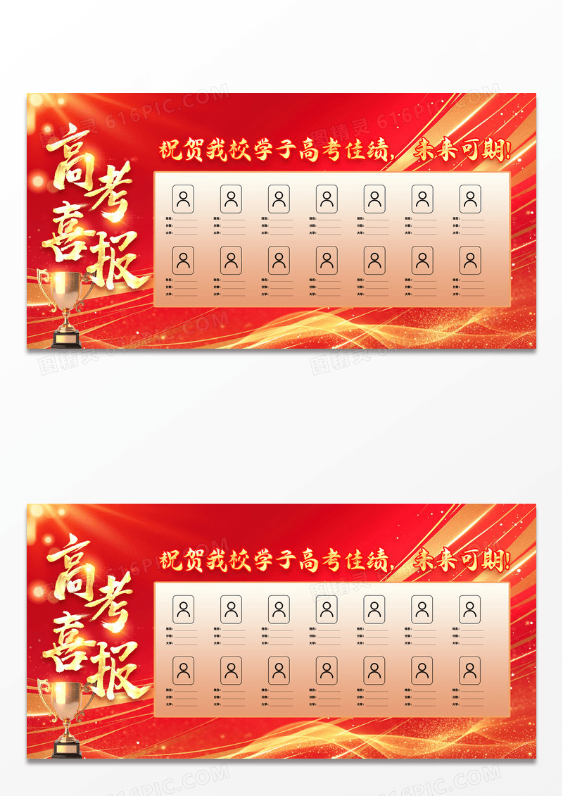 红色喜庆高考喜报高考佳绩未来可期展板