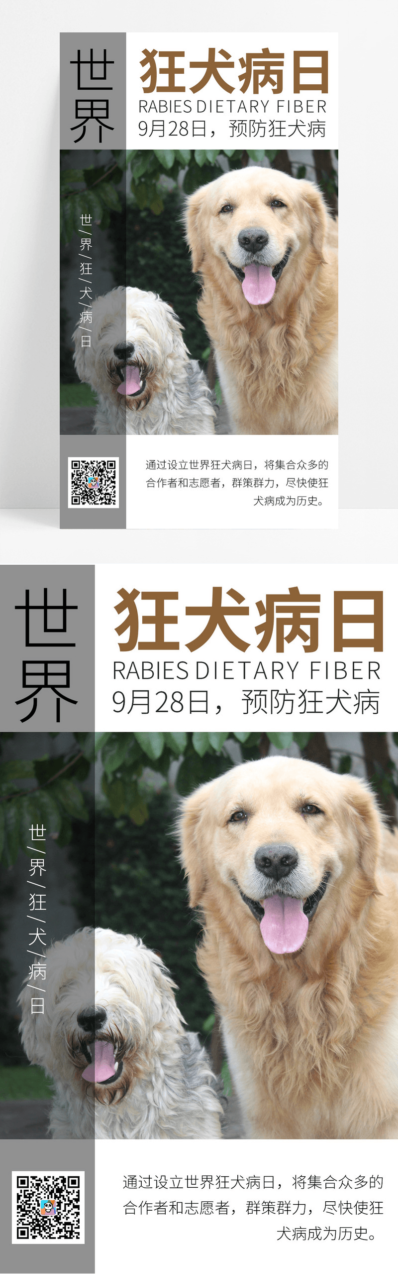 简约风世界狂犬病日九月二十八手机海报世界狂犬病日手机海报