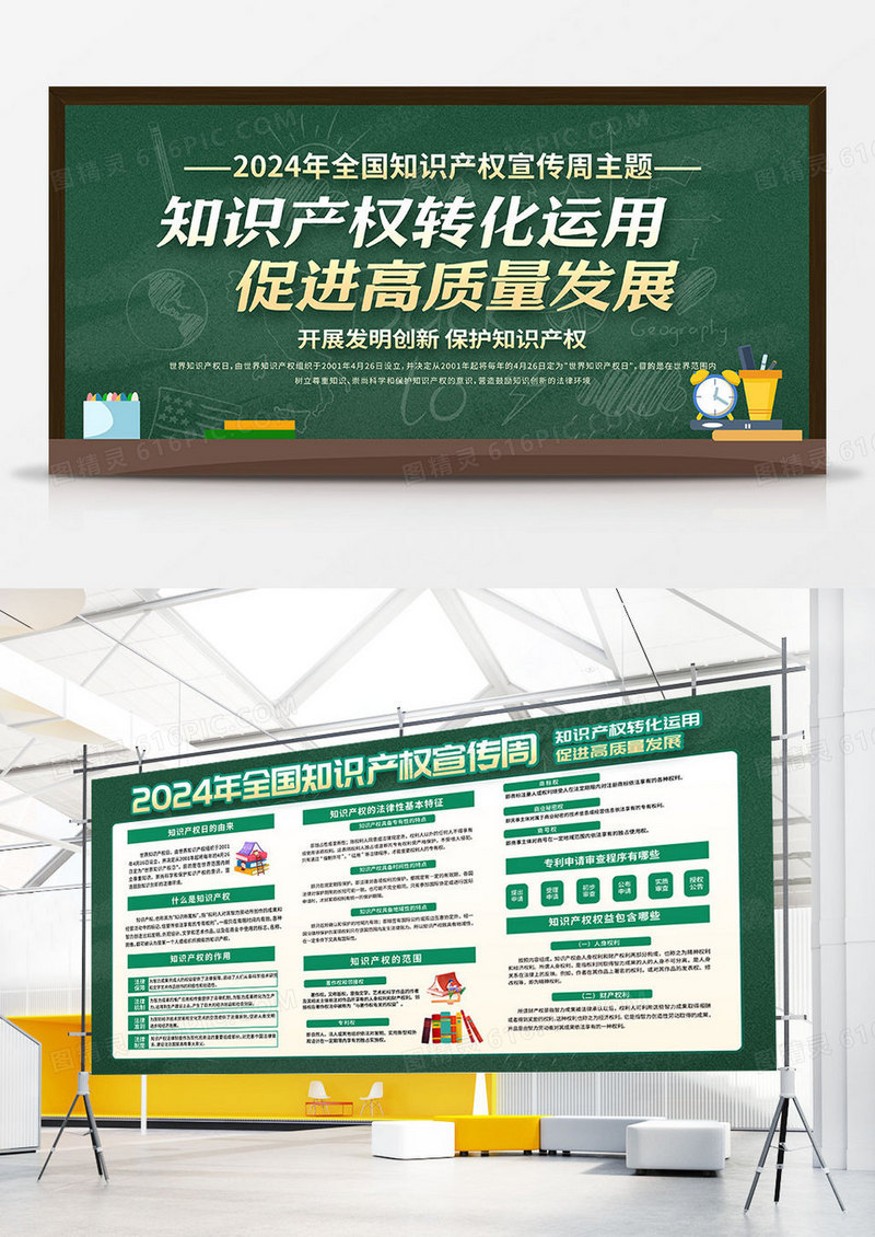 蓝色科技知识产权转化运用促进高质量发展全国知识产权宣传周双面展板