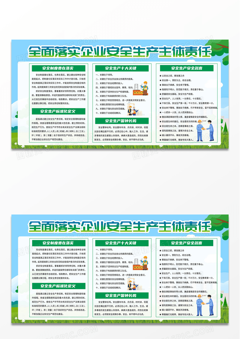 简约全面落实企业安全生产主体责任安全生产责任制展板宣传