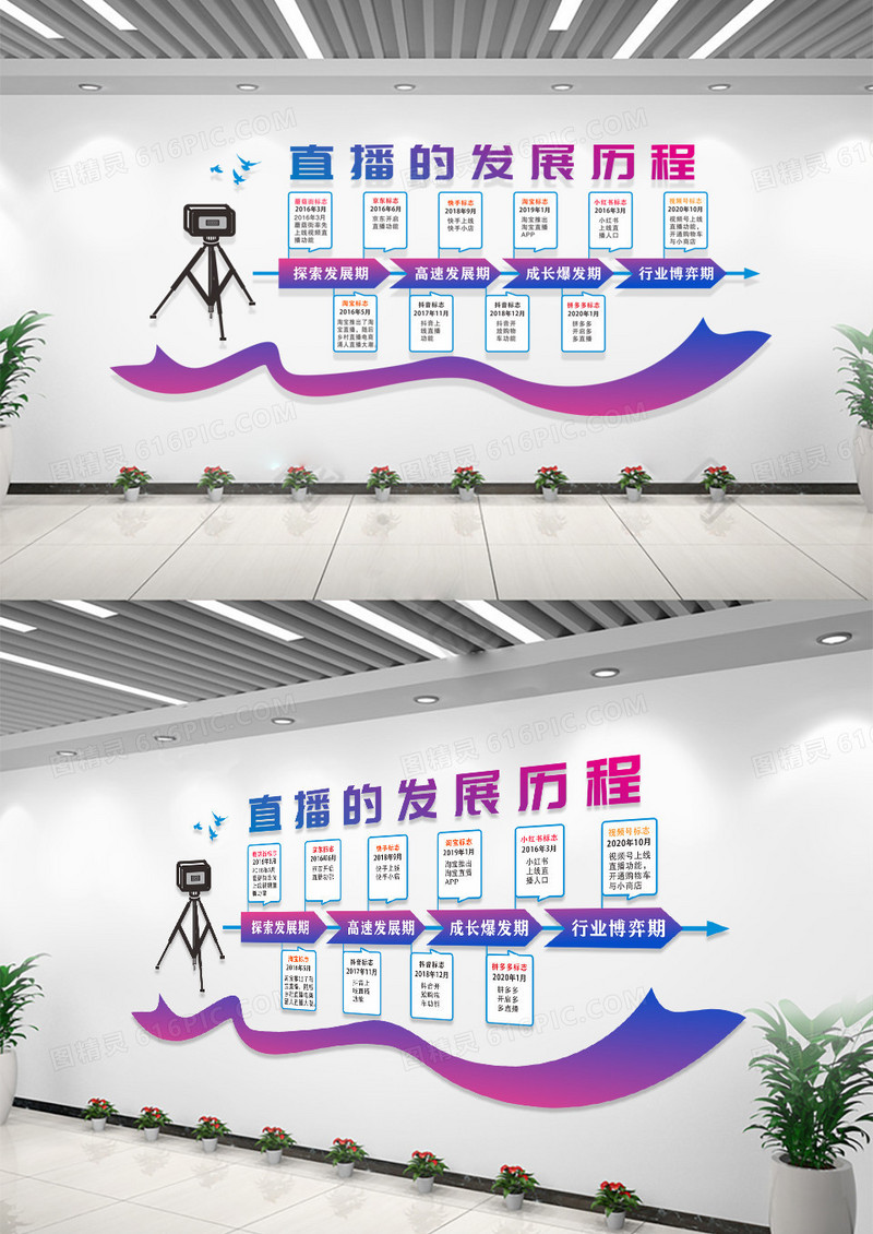 简约直播的发展历程文化墙
