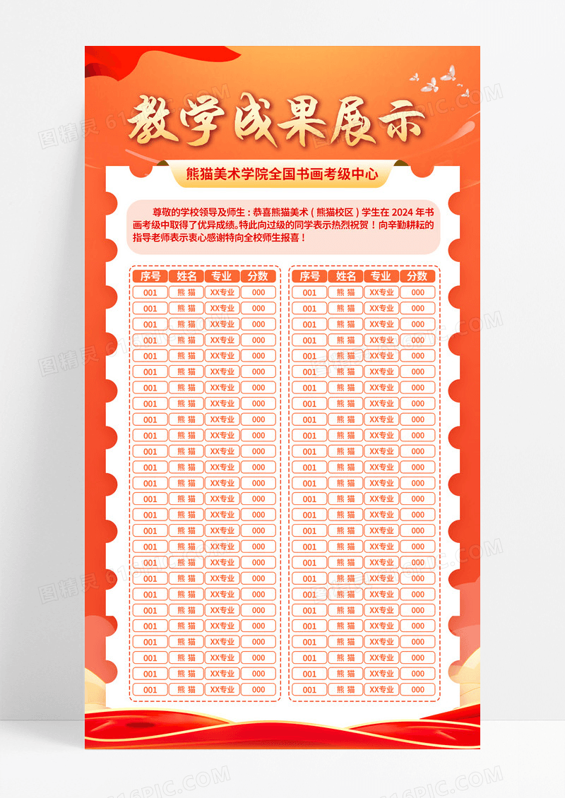 红色简约喜庆喜报教学成果展示学校光荣榜海报