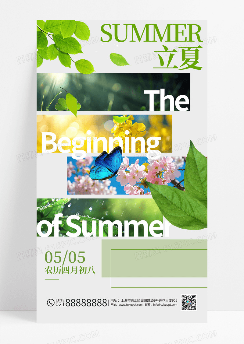 绿色简约摄影风二十四节气立夏夏天海报