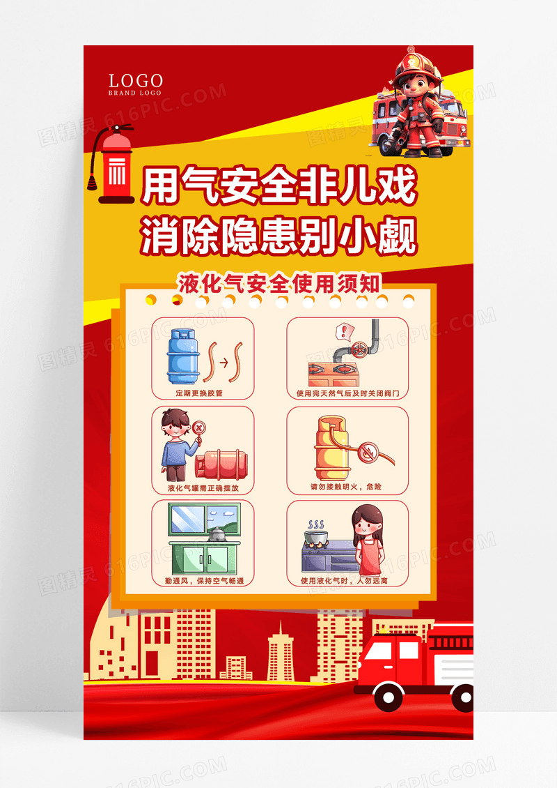 燃气安全用气须知液化气厨房安全隐患海报