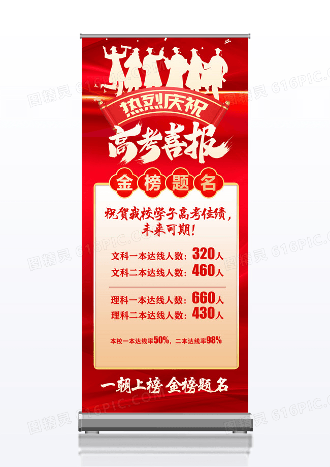 红色喜庆高考喜报宣传海报展架