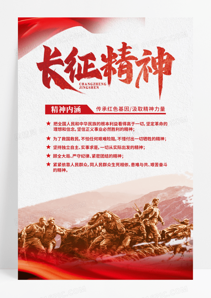 红色党政精神谱系长征精神海报