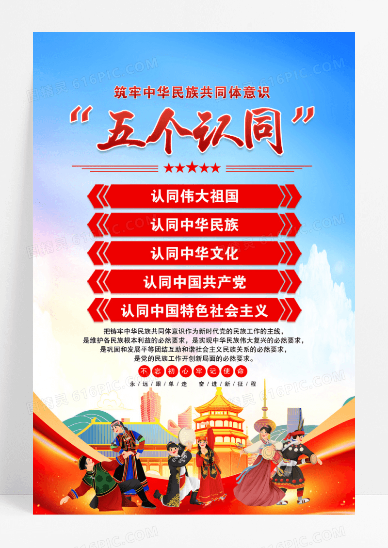 国潮民族共同体意识五个认同海报