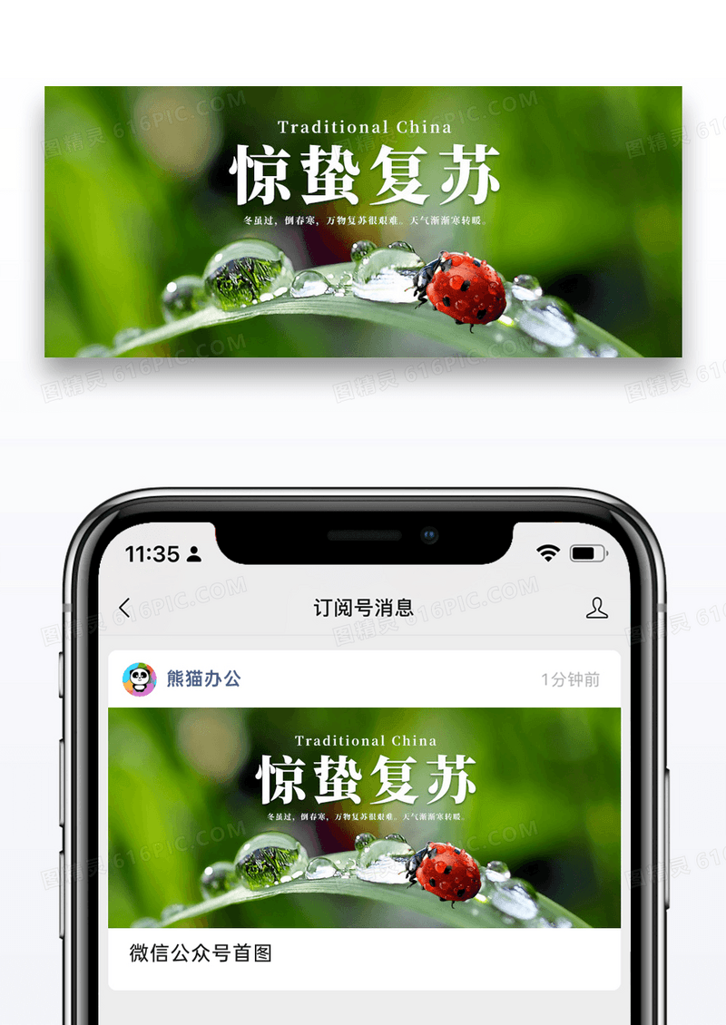 简约惊蛰公众号封面配图图片