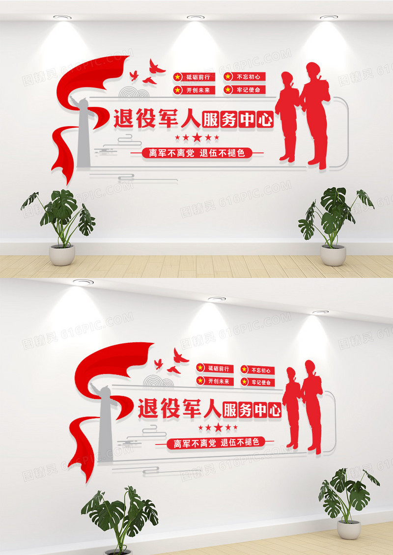 红色退役军人服务中心文化墙