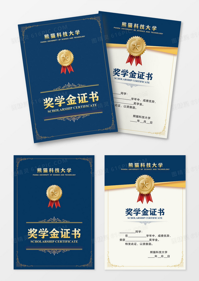 简约高端高等学院学校大学奖学金荣誉证书