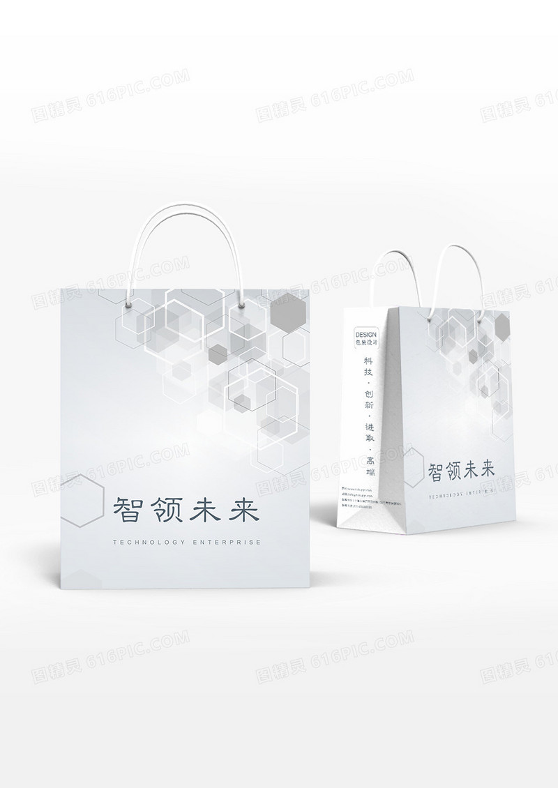 灰色简约大气智领未来手提袋设计