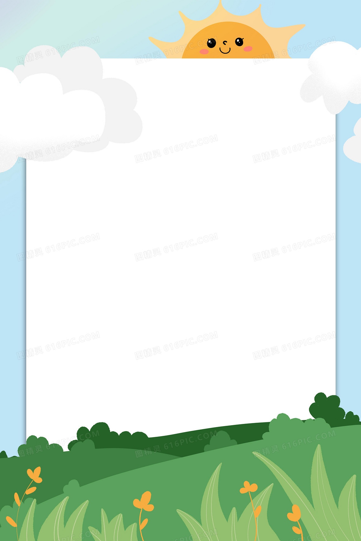 卡通可爱北极熊手绘卡通风背景