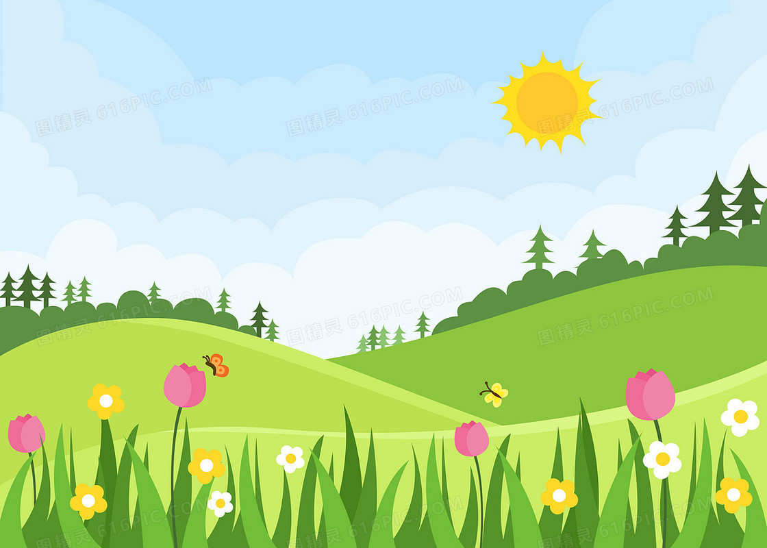春天创意温暖阳光草坪背景元素