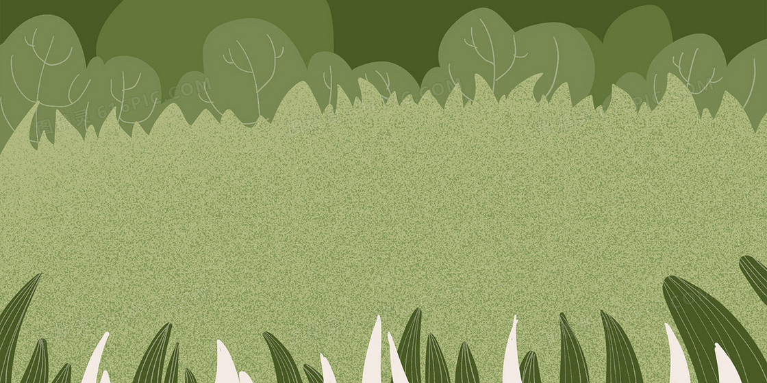 绿色手绘原创卡通植物背景