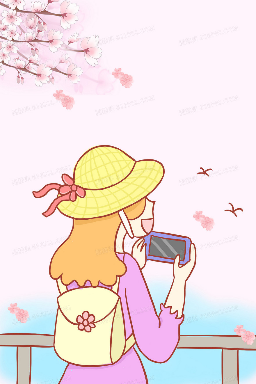 粉色樱花季节旅游海报