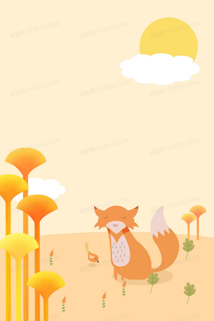 秋季唯美大叶狐狸背景图