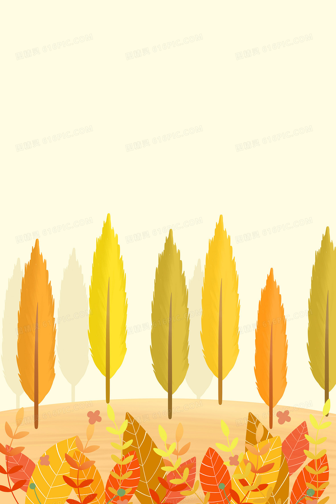 秋季唯美杨树背景图